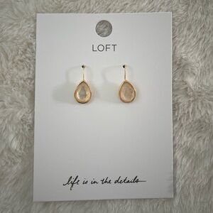 NWT LOFT Mother of Pearl Tear Drop Gold Tone Wire Hook Earrings NEW